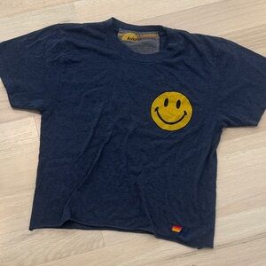 Aviator Nation Navy Tee with Yellow Smiley Graphic